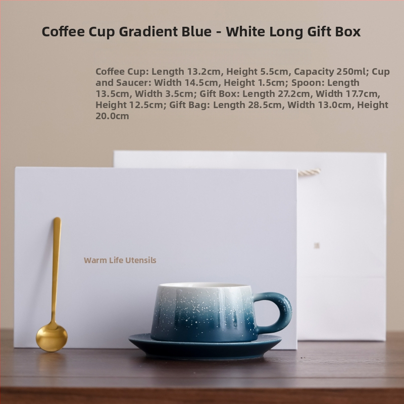 Chupu keramika Japonų stiliaus kavos puodelių ir padėkliukų rinkinys su gradient latte art, dovanų dėžutė