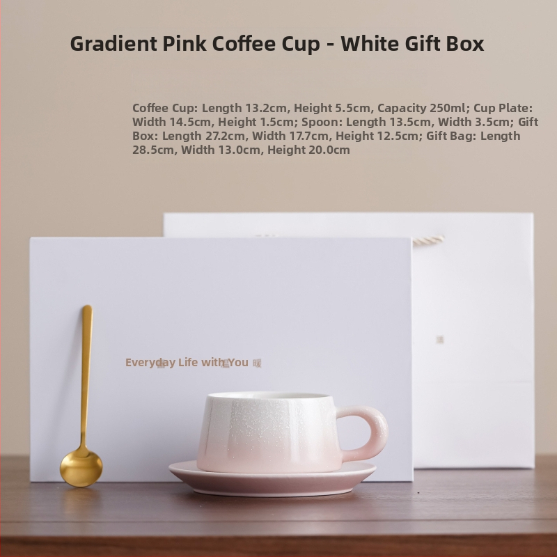 Chupu keramika Japonų stiliaus kavos puodelių ir padėkliukų rinkinys su gradient latte art, dovanų dėžutė