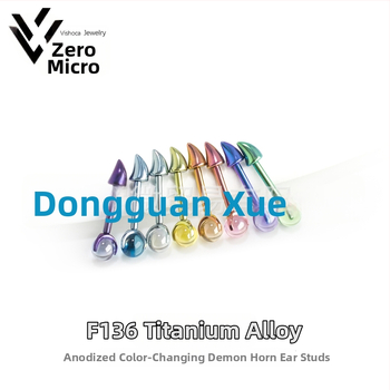 Naušnice s demonskim rogovima, geometrijski oblik, uložene kristalne kuglice, F136 titanij zlitina, unisex