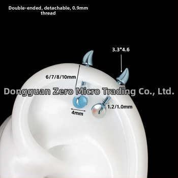 Naušnice s demonskim rogovima, geometrijski oblik, uložene kristalne kuglice, F136 titanij zlitina, unisex