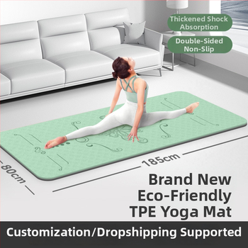 Jogas paklājs, antislīdējošs, 8 mm biezums, TPE materiāls, ziedu raksts, Ķīniešu stils