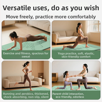 Jogas paklājs, antislīdējošs, 8 mm biezums, TPE materiāls, ziedu raksts, Ķīniešu stils