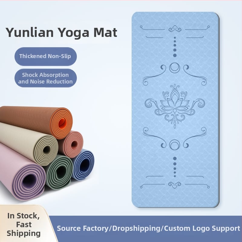 Jogas paklājs, antislīdējošs, 8 mm biezums, TPE materiāls, ziedu raksts, Ķīniešu stils