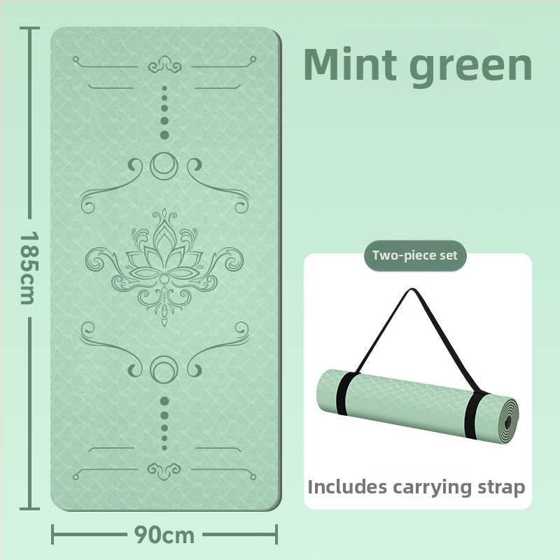 Jogas paklājs, antislīdējošs, 8 mm biezums, TPE materiāls, ziedu raksts, Ķīniešu stils