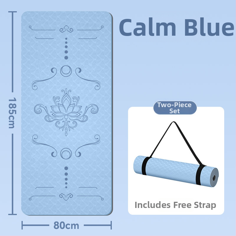 Jogas paklājs, antislīdējošs, 8 mm biezums, TPE materiāls, ziedu raksts, Ķīniešu stils