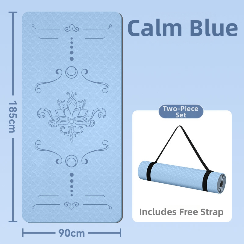 Jogas paklājs, antislīdējošs, 8 mm biezums, TPE materiāls, ziedu raksts, Ķīniešu stils