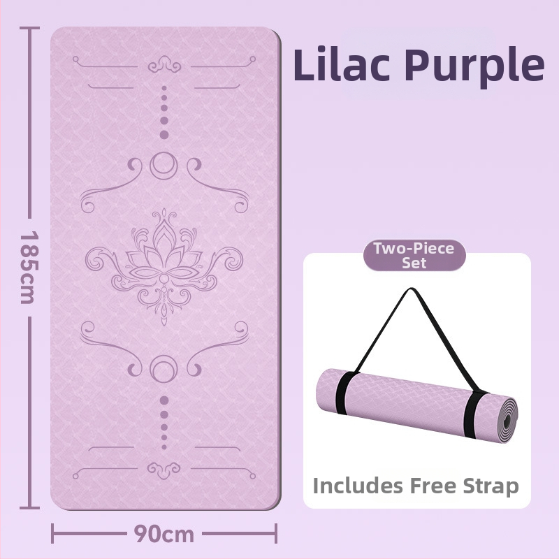 Jogas paklājs, antislīdējošs, 8 mm biezums, TPE materiāls, ziedu raksts, Ķīniešu stils