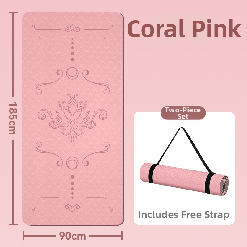 Jogas paklājs, antislīdējošs, 8 mm biezums, TPE materiāls, ziedu raksts, Ķīniešu stils