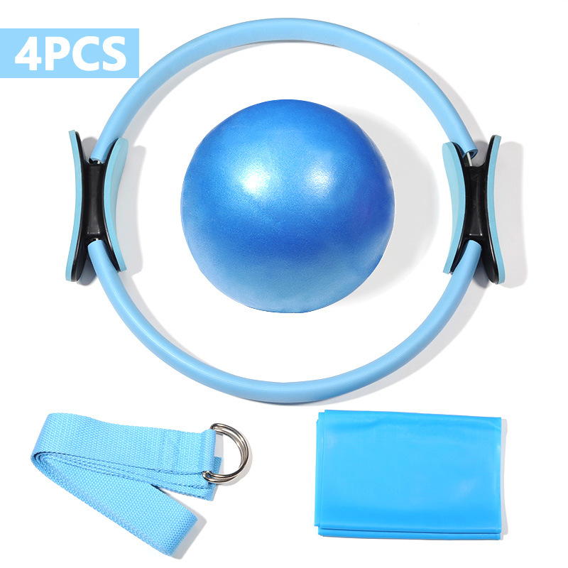 Pilates prsten set od pet dijelova: joga lopta, pojas za rastezanje i otporne trake