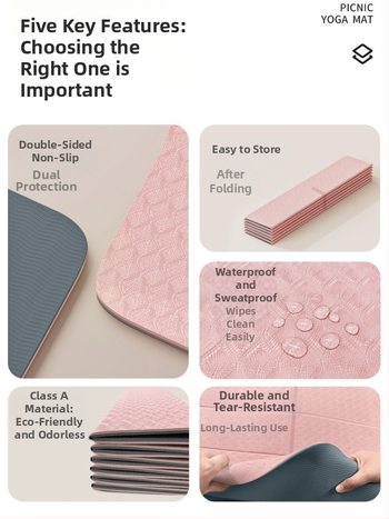 Salokāma TPE jogas paklājiņš — neslīdošs, bez smaržas, 6 mm biezums