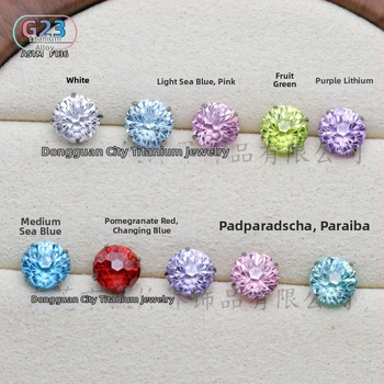 Ušné špendlíky z titanovej zliatiny so zirkónovými kryštálmi, guľatý tvar, vnútorný závit