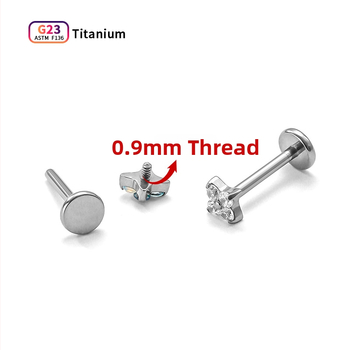 Piercing šperky do uší z titánovej zliatiny, tvar štvorlístka, syntetický kubický zirkón, vsadený