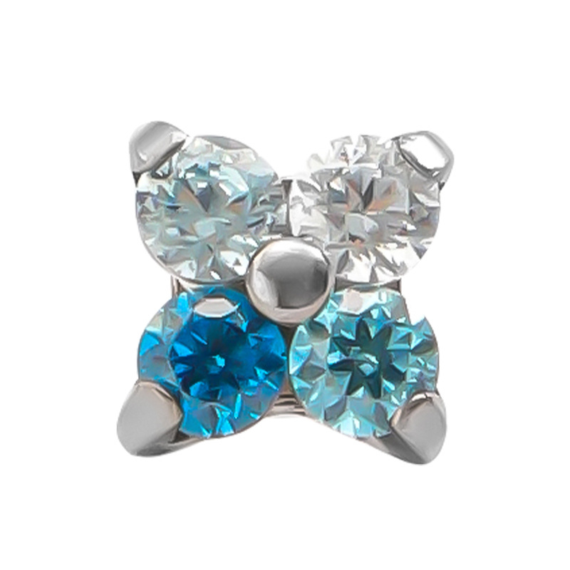 Пиърсинг бижута за уши от титиева сплав, форма четирилистна детелина, вградени синтетични цирконии