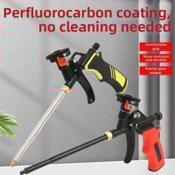 Visiškai metalinis putų purškimo pistoletas be valymo, išplėstas antgalis PU putų sandarinimui durims ir langams