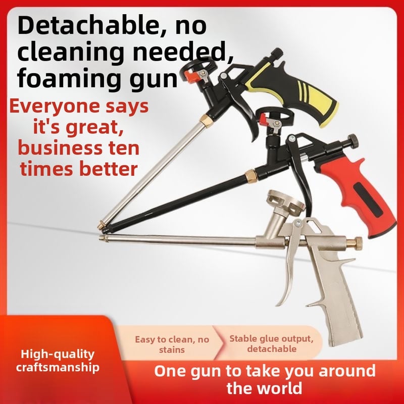 Visiškai metalinis putų purškimo pistoletas be valymo, išplėstas antgalis PU putų sandarinimui durims ir langams