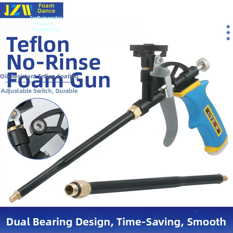 Visiškai metalinis putų purškimo pistoletas be valymo, išplėstas antgalis PU putų sandarinimui durims ir langams