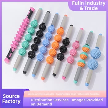 Vilka zobu masāžas nūja ar ērkšķu bumbiņu ruleti – fascijas atslābināšana mugurai, kājām un pēdām, jogas masāžas instruments