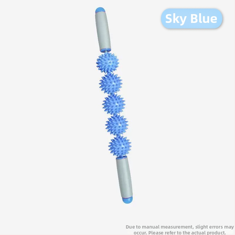 Vilka zobu masāžas nūja ar ērkšķu bumbiņu ruleti – fascijas atslābināšana mugurai, kājām un pēdām, jogas masāžas instruments