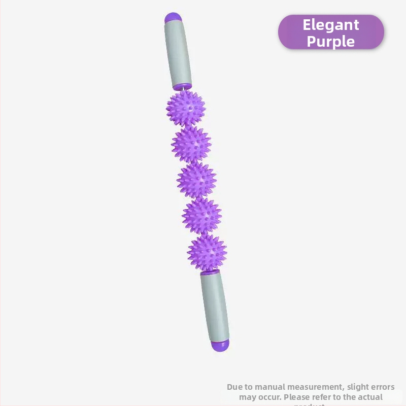 Vilka zobu masāžas nūja ar ērkšķu bumbiņu ruleti – fascijas atslābināšana mugurai, kājām un pēdām, jogas masāžas instruments