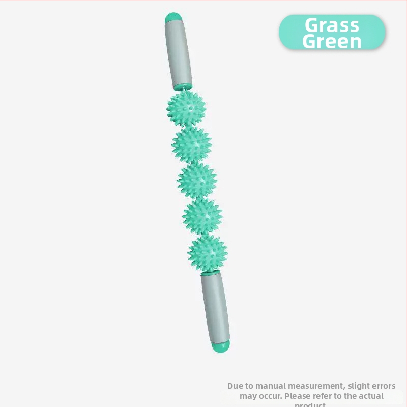 Vilka zobu masāžas nūja ar ērkšķu bumbiņu ruleti – fascijas atslābināšana mugurai, kājām un pēdām, jogas masāžas instruments