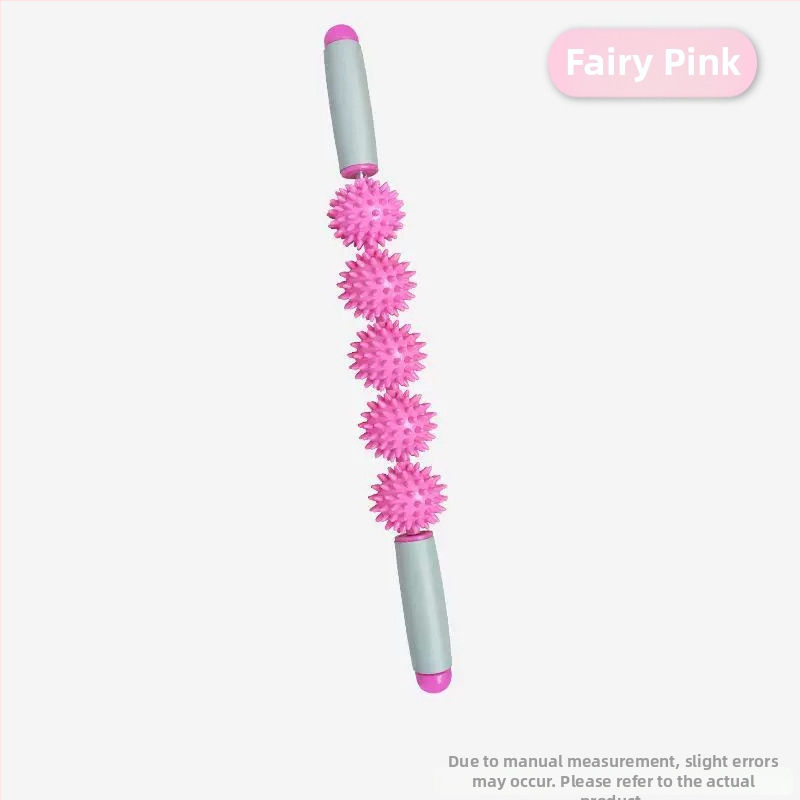 Vilka zobu masāžas nūja ar ērkšķu bumbiņu ruleti – fascijas atslābināšana mugurai, kājām un pēdām, jogas masāžas instruments