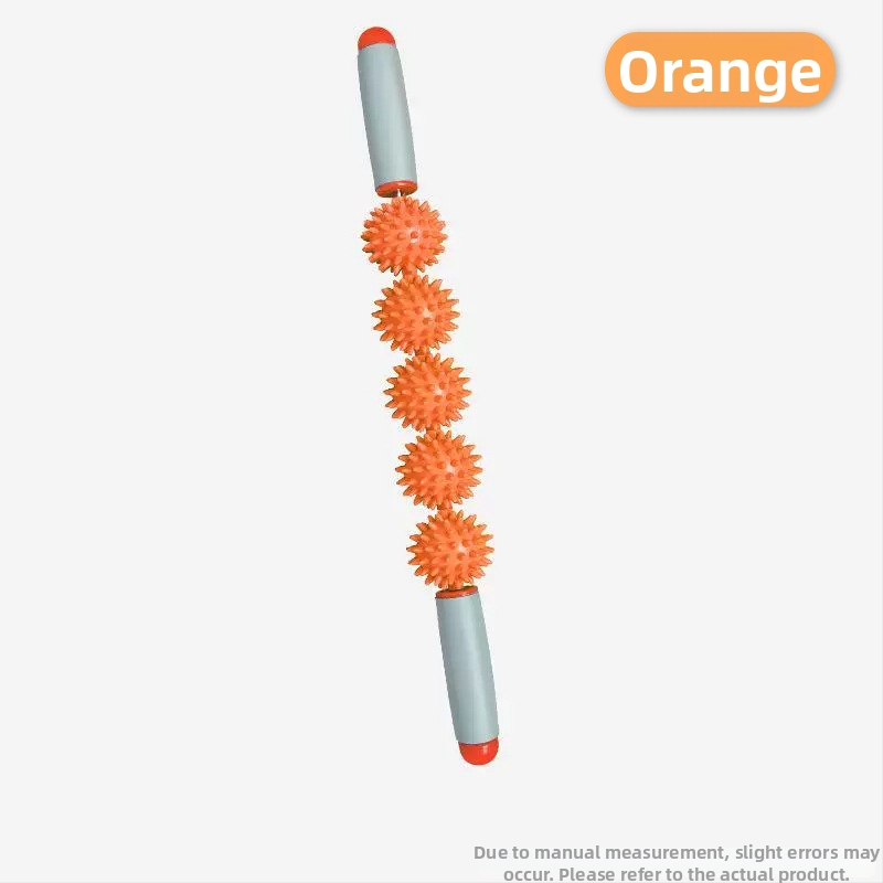 Vilka zobu masāžas nūja ar ērkšķu bumbiņu ruleti – fascijas atslābināšana mugurai, kājām un pēdām, jogas masāžas instruments