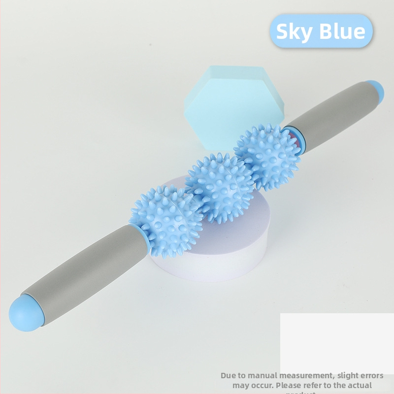 Vilka zobu masāžas nūja ar ērkšķu bumbiņu ruleti – fascijas atslābināšana mugurai, kājām un pēdām, jogas masāžas instruments