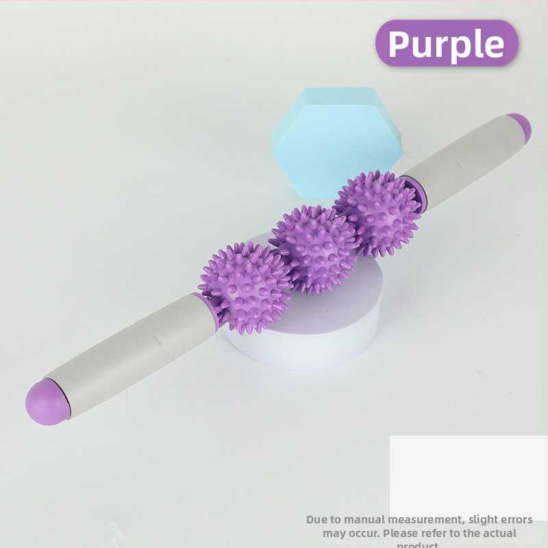 Vilka zobu masāžas nūja ar ērkšķu bumbiņu ruleti – fascijas atslābināšana mugurai, kājām un pēdām, jogas masāžas instruments