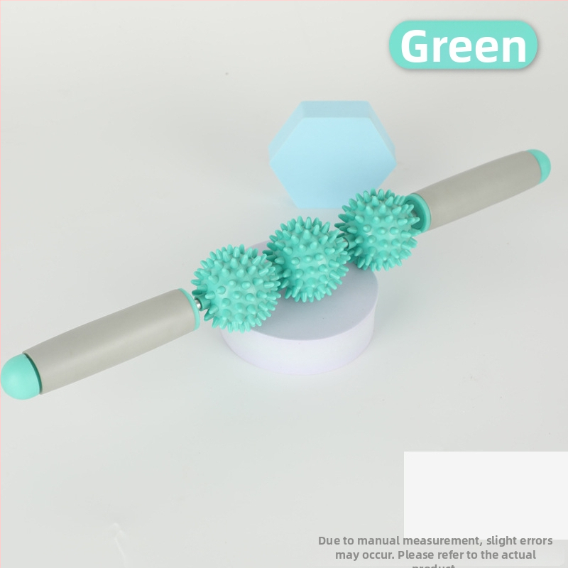 Vilka zobu masāžas nūja ar ērkšķu bumbiņu ruleti – fascijas atslābināšana mugurai, kājām un pēdām, jogas masāžas instruments