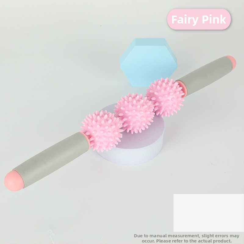 Vilka zobu masāžas nūja ar ērkšķu bumbiņu ruleti – fascijas atslābināšana mugurai, kājām un pēdām, jogas masāžas instruments