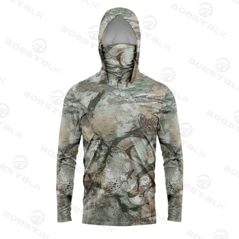 Unisex žvejybos apranga su gobtuvu - greitas džiūvimas, kvėpuojanti medžiaga, UV apsauga UPF50, atsparus dilimui, drėgmės šalinimas (Audinys: bambuko pluoštas; Sezonos: vasara, ruduo)