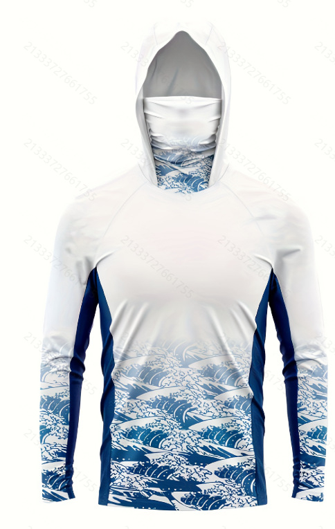 Unisex žvejybos apranga su gobtuvu - greitas džiūvimas, kvėpuojanti medžiaga, UV apsauga UPF50, atsparus dilimui, drėgmės šalinimas (Audinys: bambuko pluoštas; Sezonos: vasara, ruduo)