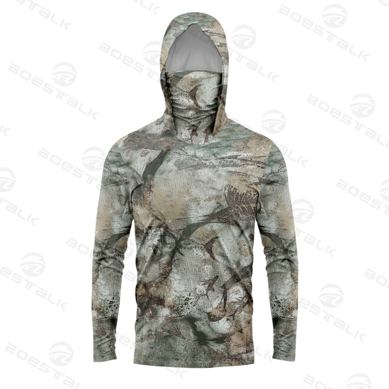 Unisex žvejybos apranga su gobtuvu - greitas džiūvimas, kvėpuojanti medžiaga, UV apsauga UPF50, atsparus dilimui, drėgmės šalinimas (Audinys: bambuko pluoštas; Sezonos: vasara, ruduo)