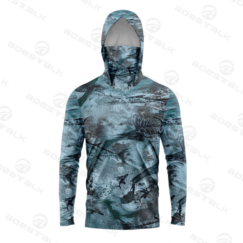 Unisex žvejybos apranga su gobtuvu - greitas džiūvimas, kvėpuojanti medžiaga, UV apsauga UPF50, atsparus dilimui, drėgmės šalinimas (Audinys: bambuko pluoštas; Sezonos: vasara, ruduo)