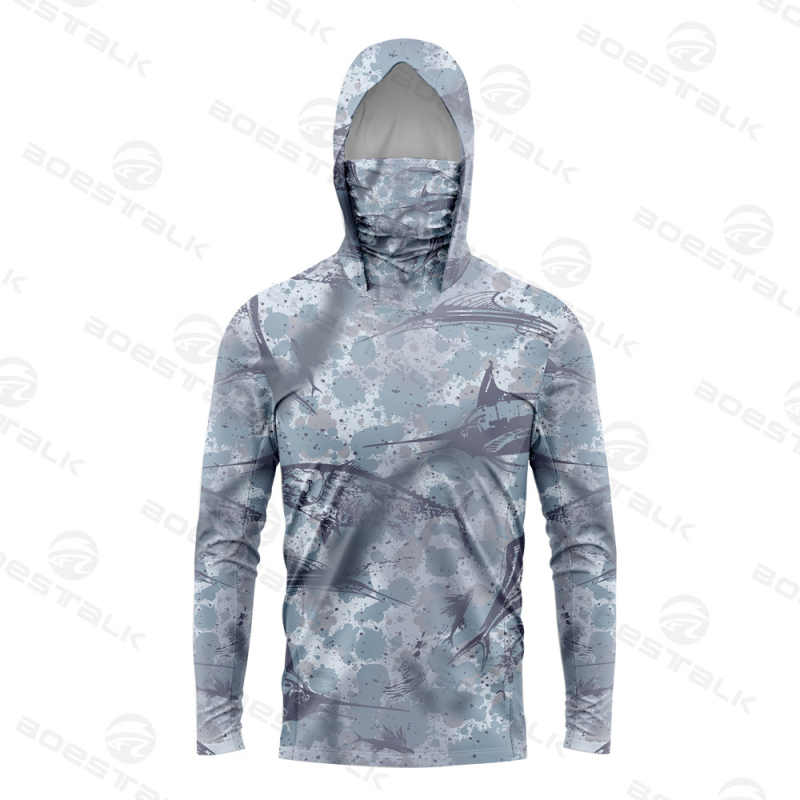 Unisex žvejybos apranga su gobtuvu - greitas džiūvimas, kvėpuojanti medžiaga, UV apsauga UPF50, atsparus dilimui, drėgmės šalinimas (Audinys: bambuko pluoštas; Sezonos: vasara, ruduo)