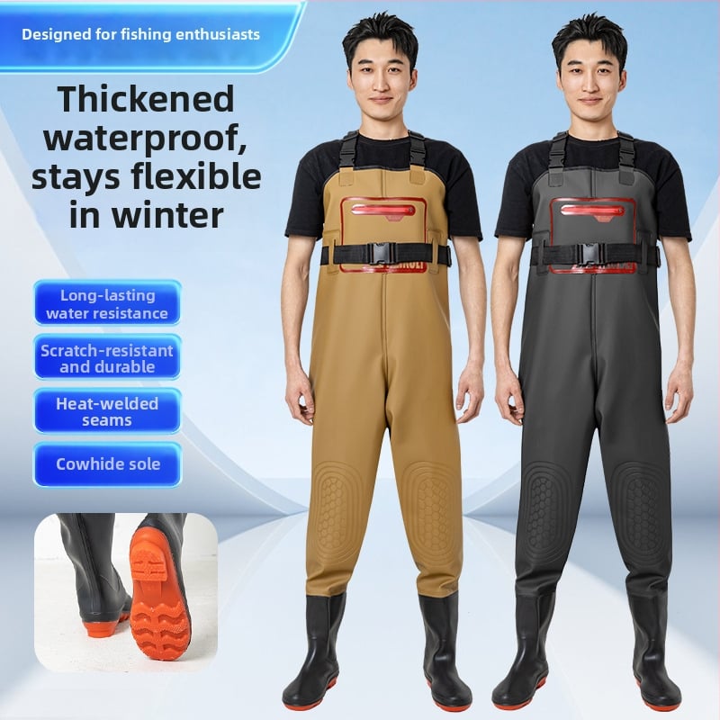 Unisex žvejybos lietaus apranga su integruotomis vandens kelnįmis – atspari vandeniui, dilimui, visus metų laikus