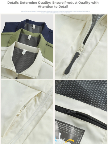 Férfi munkás mellény, több zsebbel, álló gallér, előről cipzár, laza kardigán szabás, 100% poliészter