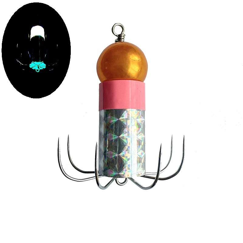 Gaismas āķis no nerūsējoša tērauda astoņkājām un kalmāriem, ar mīkstu āķa dizainu un aizsardzību pret aizķeršanos pie dibena