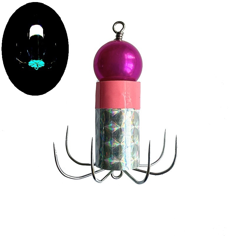 Gaismas āķis no nerūsējoša tērauda astoņkājām un kalmāriem, ar mīkstu āķa dizainu un aizsardzību pret aizķeršanos pie dibena