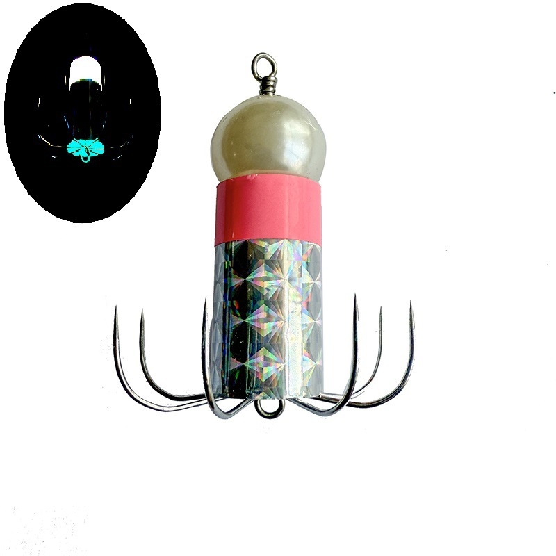 Gaismas āķis no nerūsējoša tērauda astoņkājām un kalmāriem, ar mīkstu āķa dizainu un aizsardzību pret aizķeršanos pie dibena