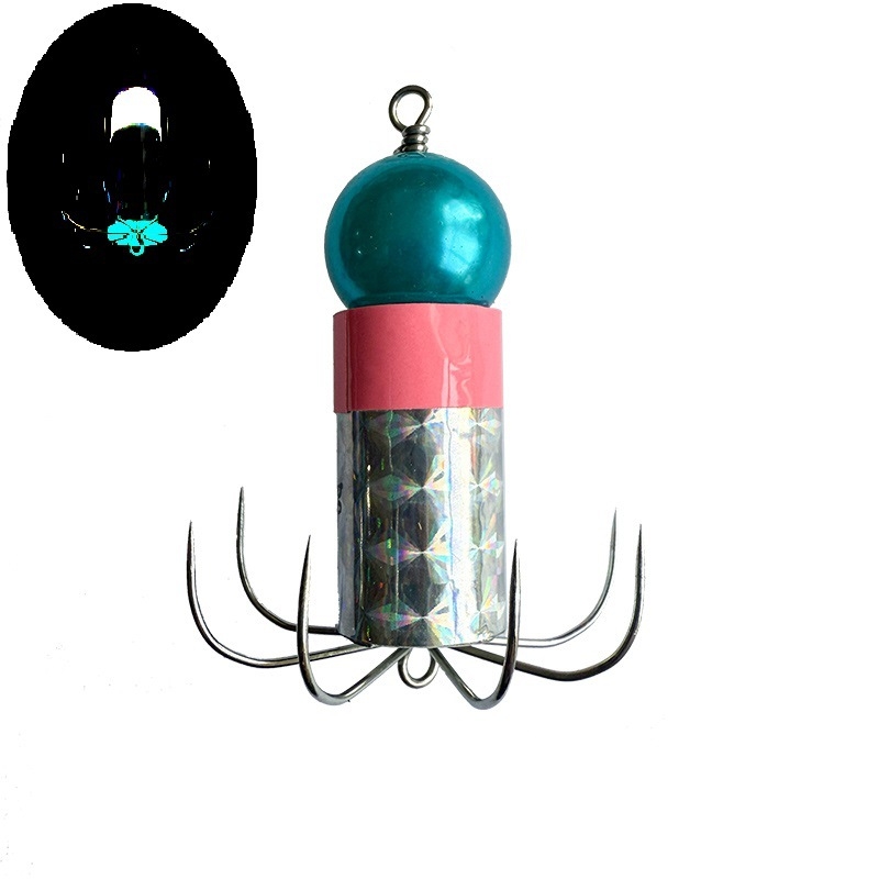 Gaismas āķis no nerūsējoša tērauda astoņkājām un kalmāriem, ar mīkstu āķa dizainu un aizsardzību pret aizķeršanos pie dibena