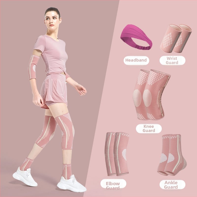 Kombinirana skup zaštitnih sportskih uređaja za zapešća, lakat, koljena i gležnjeve – najlon konstrukcija; univerzalna veličina;pogodno za odbojku