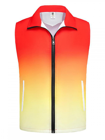 Brīvprātīgā veste ar gradienta rakstu, 100% poliesters, rāvējslēdzējs priekšā, vaļīgs piegriezums