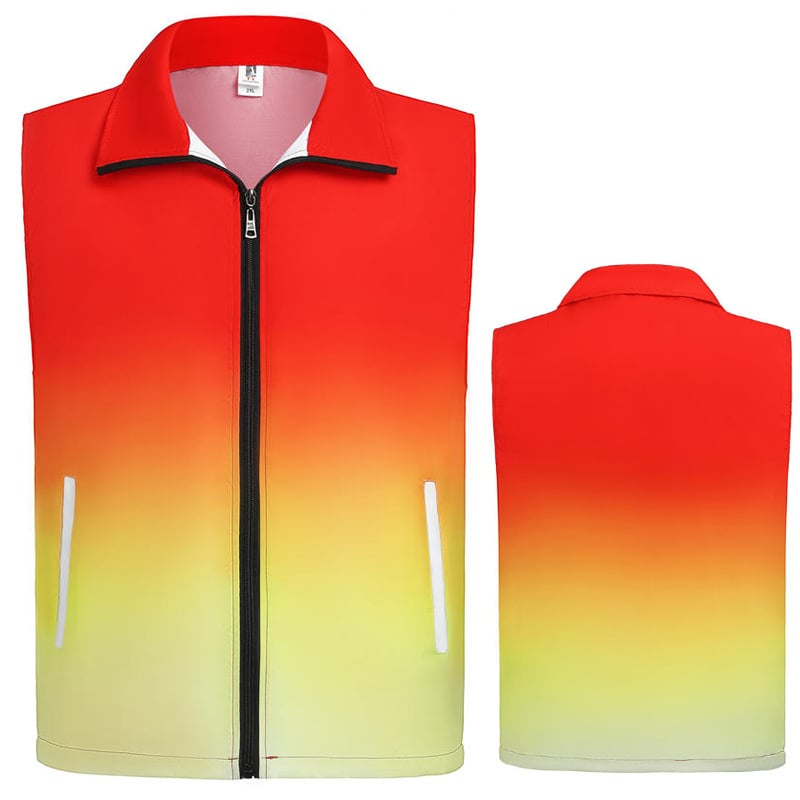 Brīvprātīgā veste ar gradienta rakstu, 100% poliesters, rāvējslēdzējs priekšā, vaļīgs piegriezums