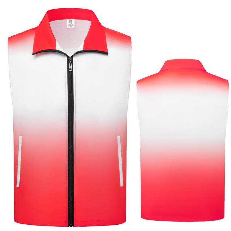 Brīvprātīgā veste ar gradienta rakstu, 100% poliesters, rāvējslēdzējs priekšā, vaļīgs piegriezums