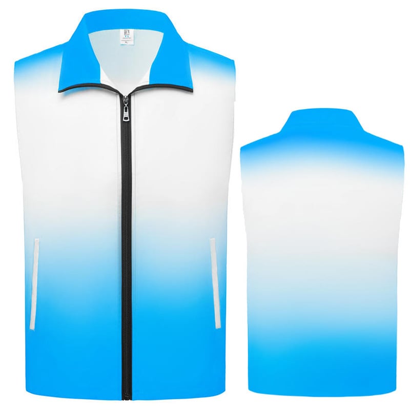 Brīvprātīgā veste ar gradienta rakstu, 100% poliesters, rāvējslēdzējs priekšā, vaļīgs piegriezums