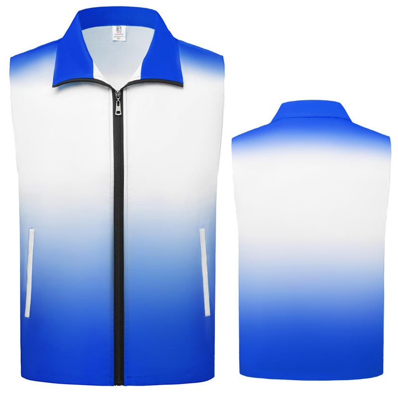 Brīvprātīgā veste ar gradienta rakstu, 100% poliesters, rāvējslēdzējs priekšā, vaļīgs piegriezums