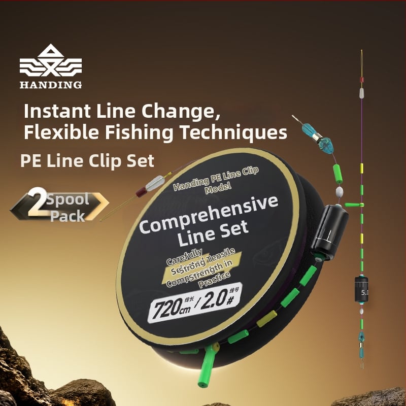 Zivju līniju komplekts ar PE apakšlīnijas klipu, galvenā līnija, neilona pavedienu, ezers, 2 ruļļi iepakojumā