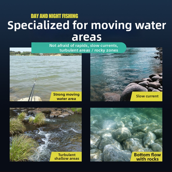 Nakts makšķerēšanas komplekts ar nūju un līniju spēcīgām straumēm – neilona līnija, garumi 3,6–8,1 m, piemērots drift makšķerēšanai, bez pludiņa regulēšanas