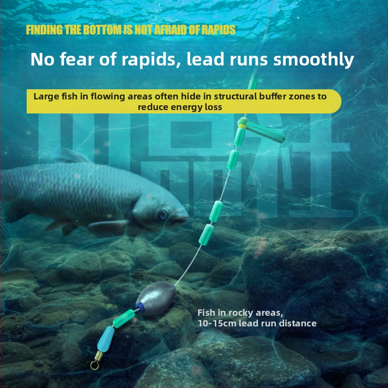 Nakts makšķerēšanas komplekts ar nūju un līniju spēcīgām straumēm – neilona līnija, garumi 3,6–8,1 m, piemērots drift makšķerēšanai, bez pludiņa regulēšanas